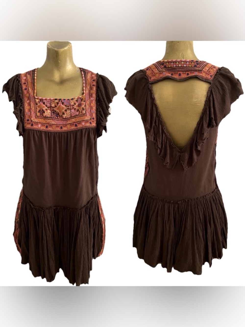 FREE PEOPLE Day Glow MINI DRESS With Open Back Size XS